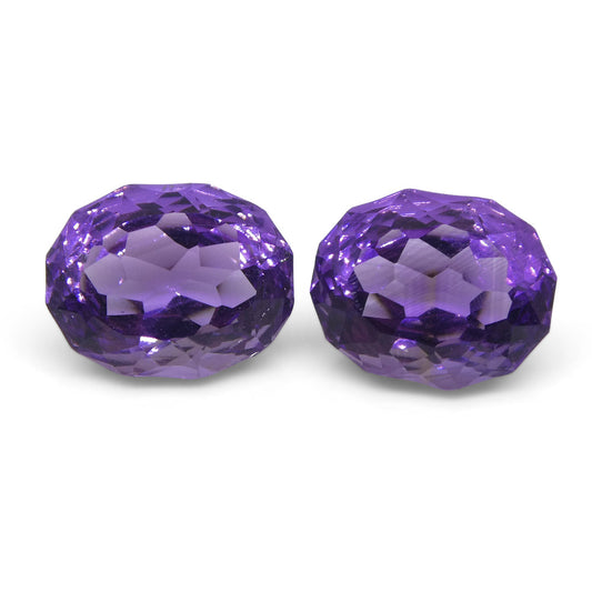 3.50ct Oval Amethyst 'Ruth' Fantasy/Fancy Cut Pair - Skyjems Wholesale Gemstones