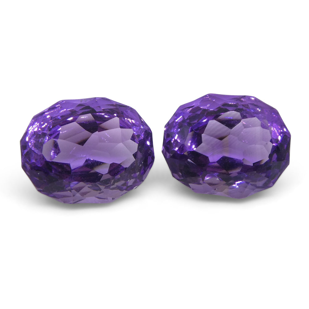 3.50ct Oval Amethyst 'Ruth' Fantasy/Fancy Cut Pair - Skyjems Wholesale Gemstones