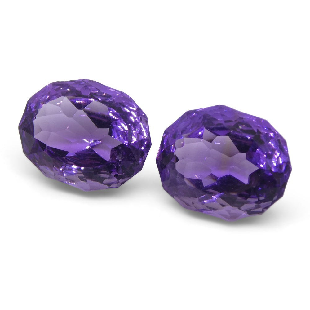 3.50ct Oval Amethyst 'Ruth' Fantasy/Fancy Cut Pair - Skyjems Wholesale Gemstones