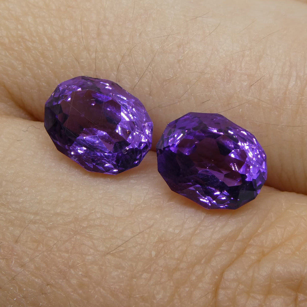 3.50ct Oval Amethyst 'Ruth' Fantasy/Fancy Cut Pair - Skyjems Wholesale Gemstones