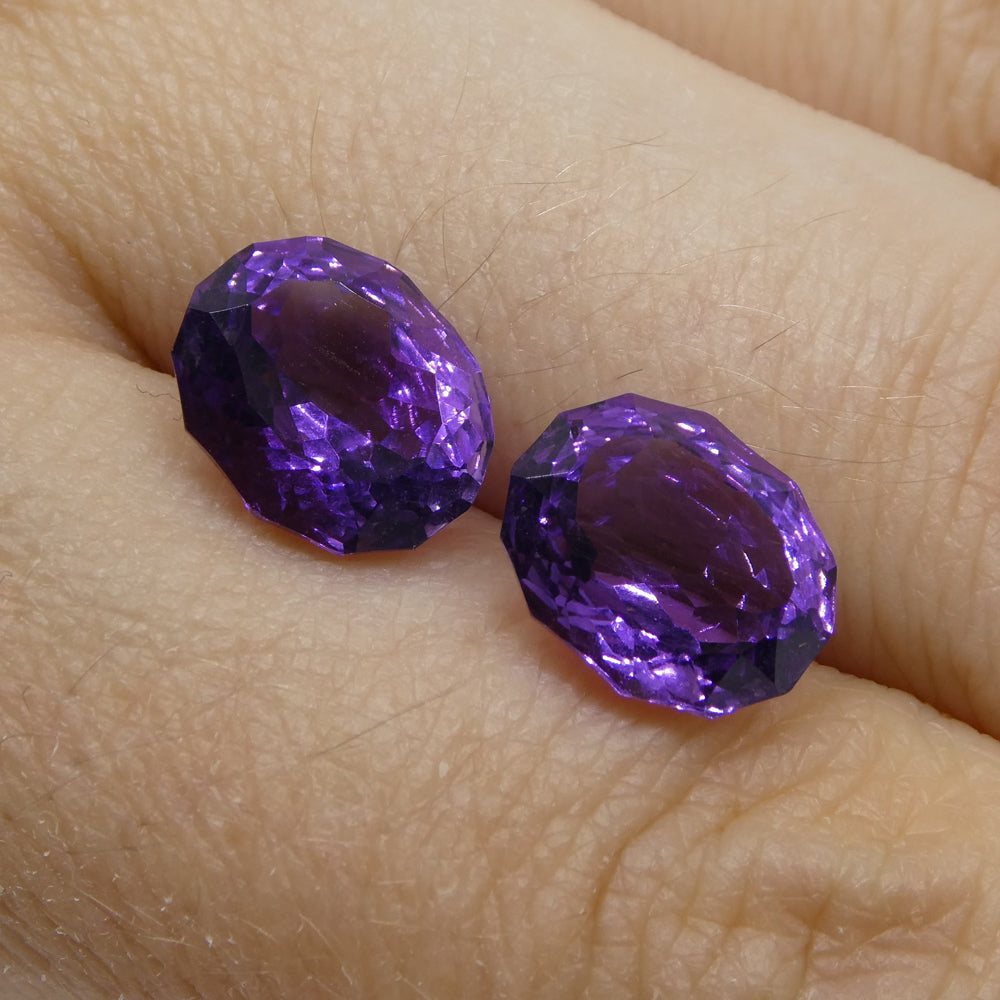 5.40ct Oval Amethyst 'Ruth' Fantasy/Fancy Cut Pair - Skyjems Wholesale Gemstones