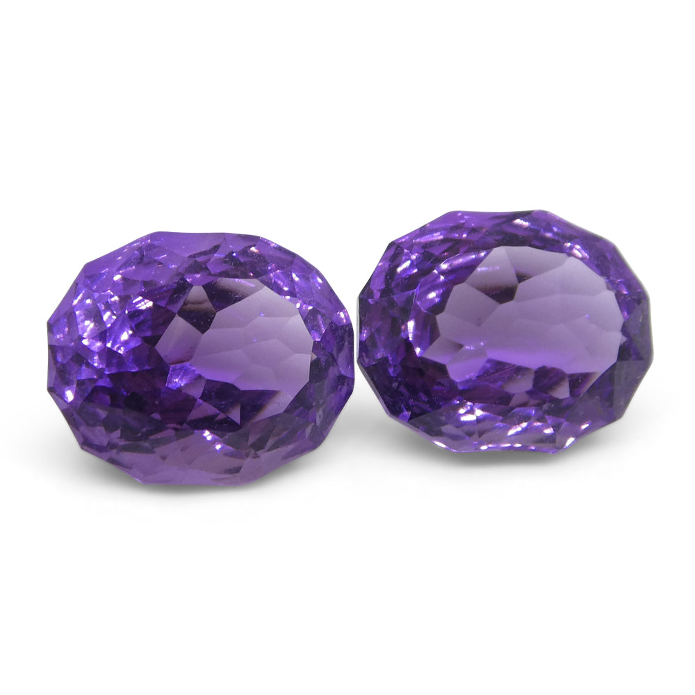 5.40ct Oval Amethyst 'Ruth' Fantasy/Fancy Cut Pair - Skyjems Wholesale Gemstones