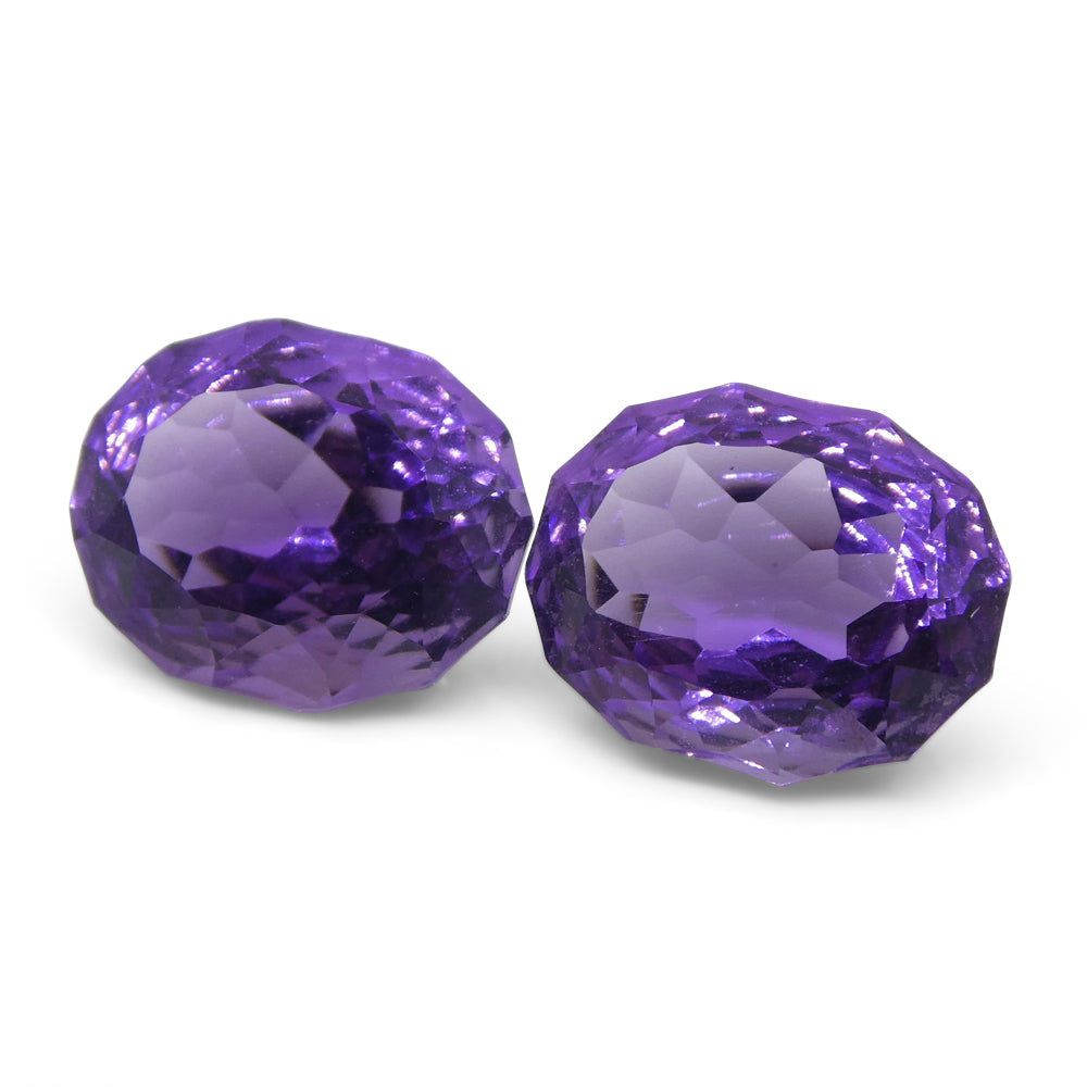 5.40ct Oval Amethyst 'Ruth' Fantasy/Fancy Cut Pair - Skyjems Wholesale Gemstones