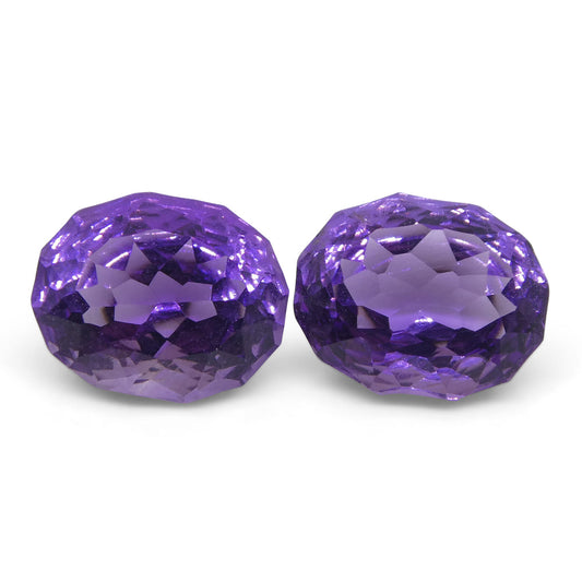 5.40ct Oval Amethyst 'Ruth' Fantasy/Fancy Cut Pair - Skyjems Wholesale Gemstones