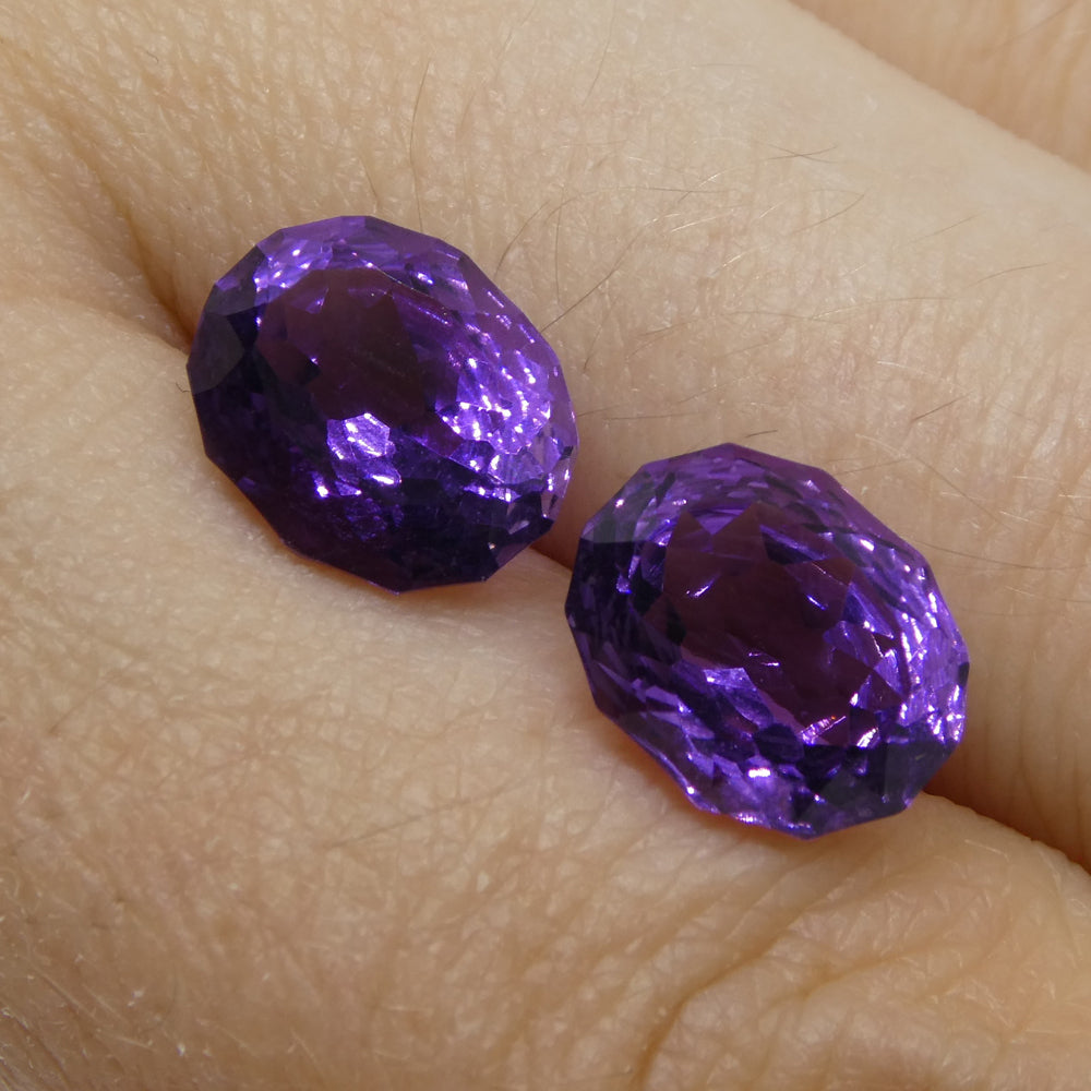 5.40ct Oval Amethyst 'Ruth' Fantasy/Fancy Cut Pair - Skyjems Wholesale Gemstones