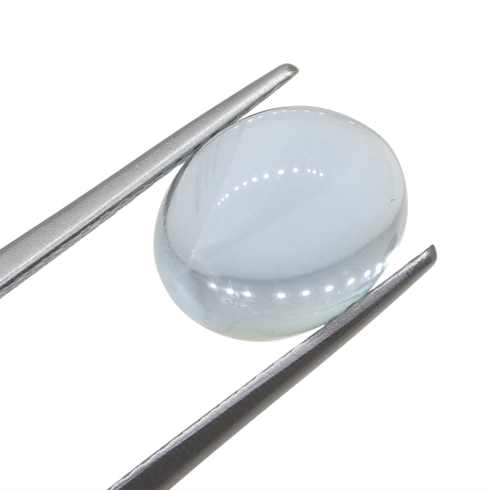 SkyJems Blue Aquamarine Cabochon: 3.08ct Oval Brazilian Gemstone in Serene Medium-Light Blue Tone