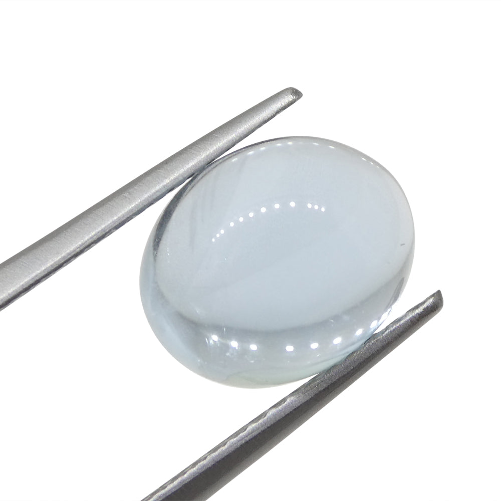 SkyJems Blue Aquamarine Cabochon: 3.08ct Oval Brazilian Gemstone in Serene Azure Hue