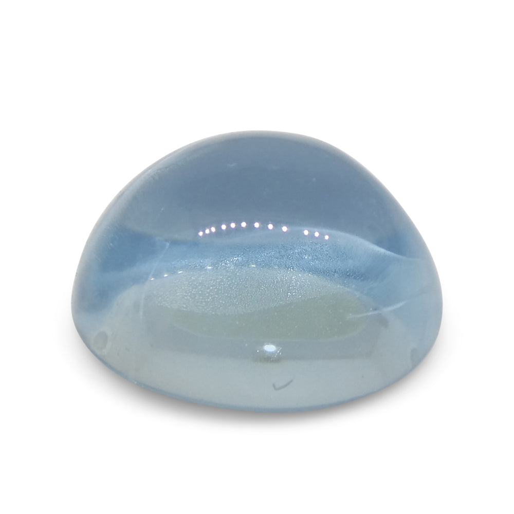 SkyJems Blue Aquamarine Cabochon: 3.08ct Oval Brazilian Gemstone in Serene Medium-Light Blue Tone