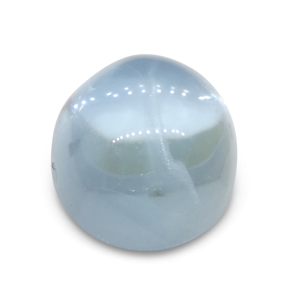 SkyJems Blue Aquamarine Cabochon: 3.08ct Oval Brazilian Gemstone in Serene Medium-Light Blue Tone