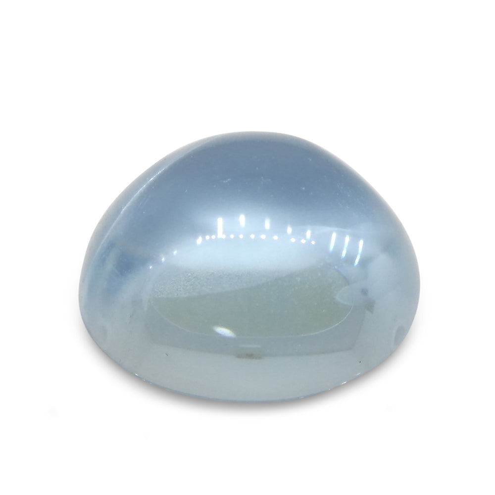 SkyJems Blue Aquamarine Cabochon: 3.08ct Oval Brazilian Gemstone in Serene Medium-Light Blue Tone