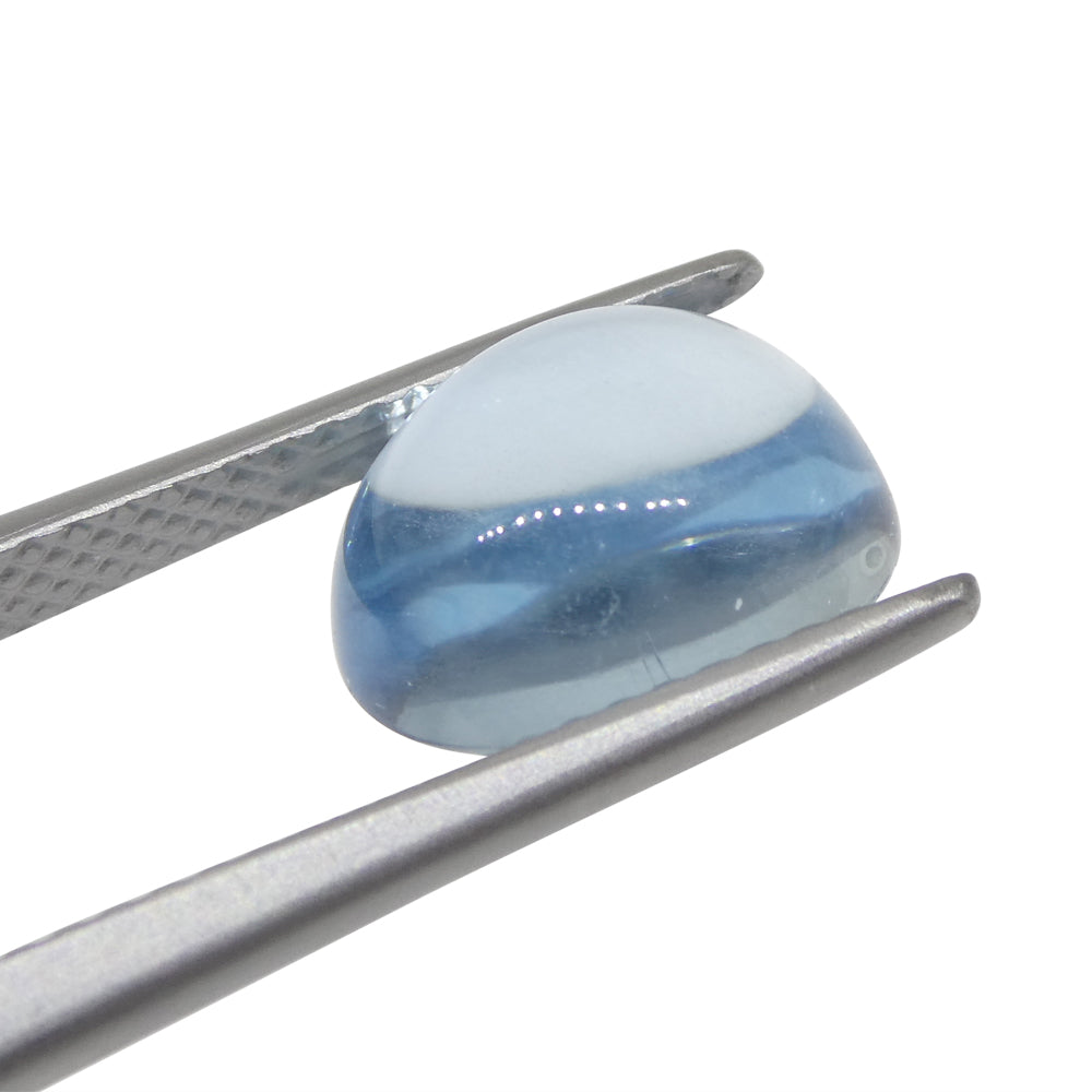 SkyJems Blue Aquamarine Cabochon 3.36ct Oval Gemstone from Brazil, Rare Natural Beryl Collector's Gem