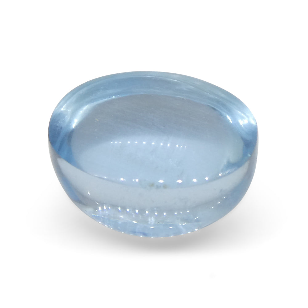 Blue Brazilian Aquamarine Cabochon 2.95ct Oval Gemstone by SkyJems - Rare Natural Beryl from Brazil's Gem Mines