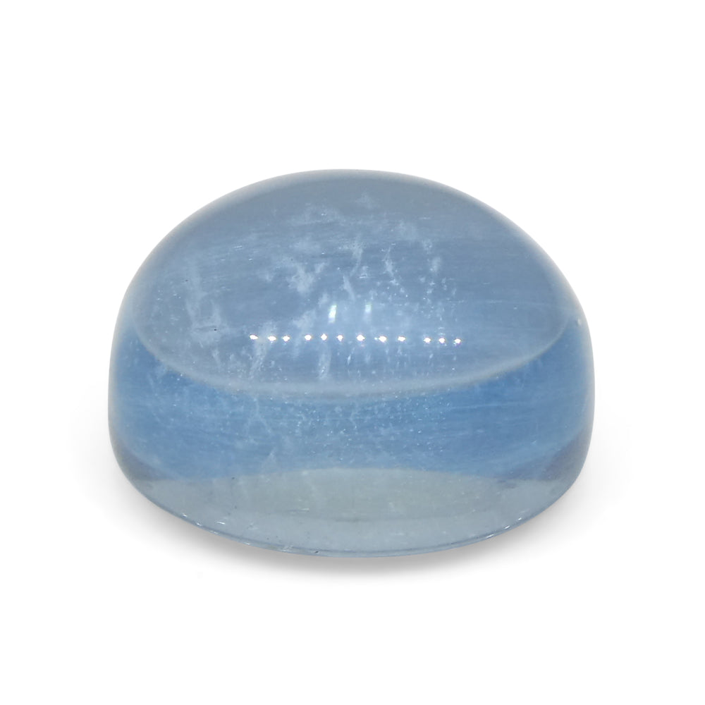 Blue Brazilian Aquamarine Cabochon 2.95ct Oval Gemstone by SkyJems - Rare Natural Beryl from Brazil's Gem Mines