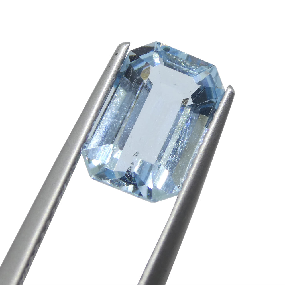 2.82ct Emerald Cut Blue Aquamarine from Brazil - Skyjems Wholesale Gemstones