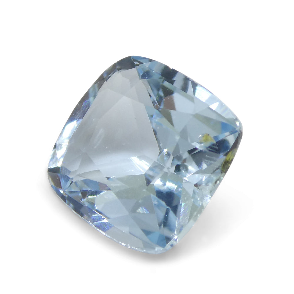 SkyJems 2.6ct Square Cushion Blue Aquamarine from Brazil, premium Brazilian gemstone with brilliant cut and medium-light blue