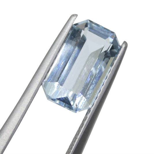 2.17ct Emerald Cut Blue Aquamarine from Brazil - Skyjems Wholesale Gemstones