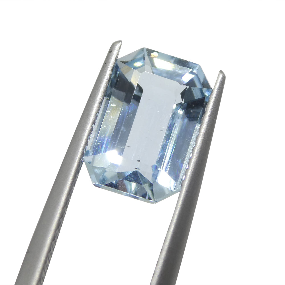 3.13ct Emerald Cut Blue Aquamarine from Brazil - Skyjems Wholesale Gemstones