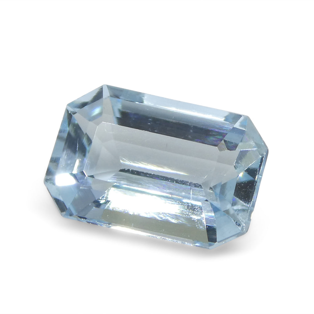 3.13ct Emerald Cut Blue Aquamarine from Brazil - Skyjems Wholesale Gemstones