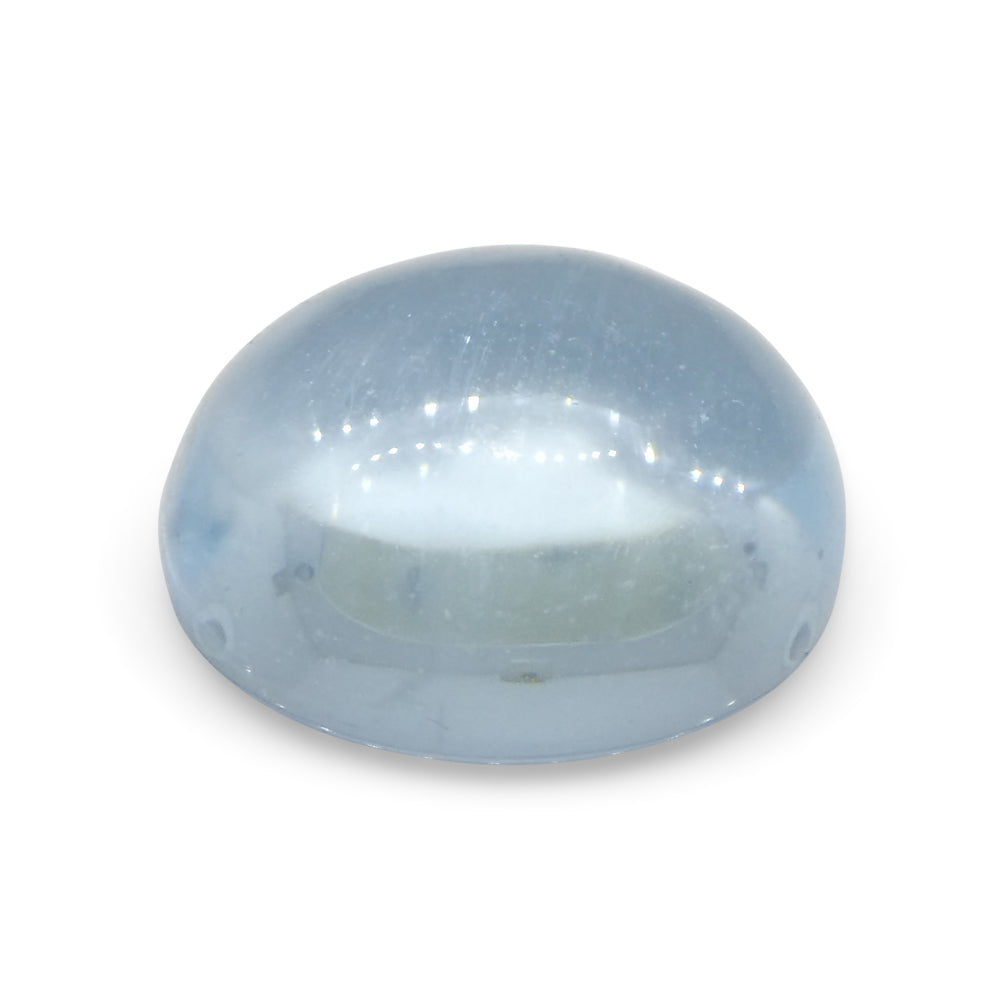 SkyJems 3.29ct Oval Blue Aquamarine Cabochon from Brazil - Natural Unheated Gemstone in Soft Blue Hue
