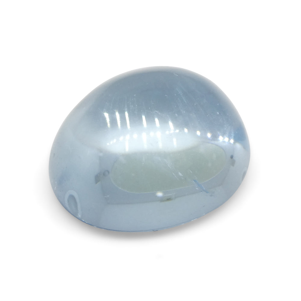 SkyJems 3.29ct Blue Aquamarine Oval Cabochon from Brazil - Rare Natural Gemstone Collector's Piece