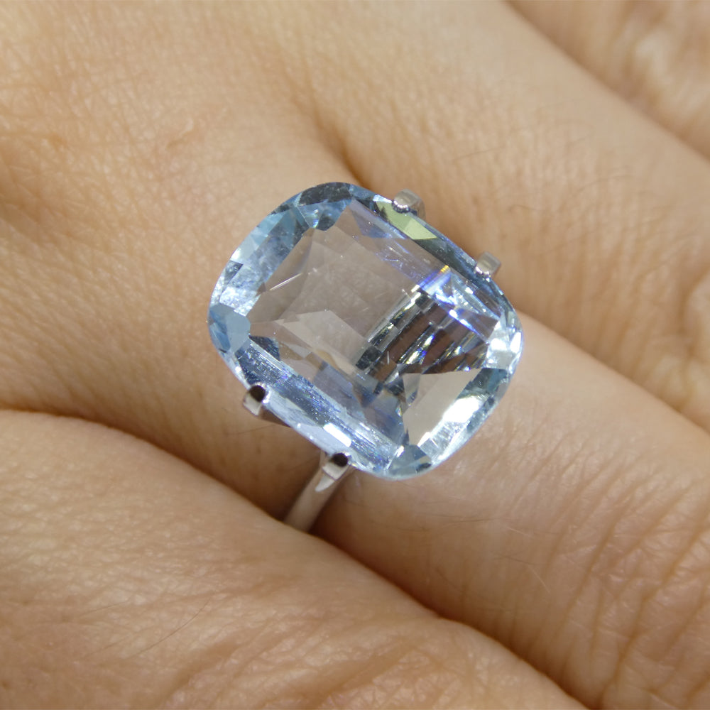 6.24ct Brazilian Blue Aquamarine Cushion Gemstone from SkyJems - Unheated Natural Beryl Loose Stone