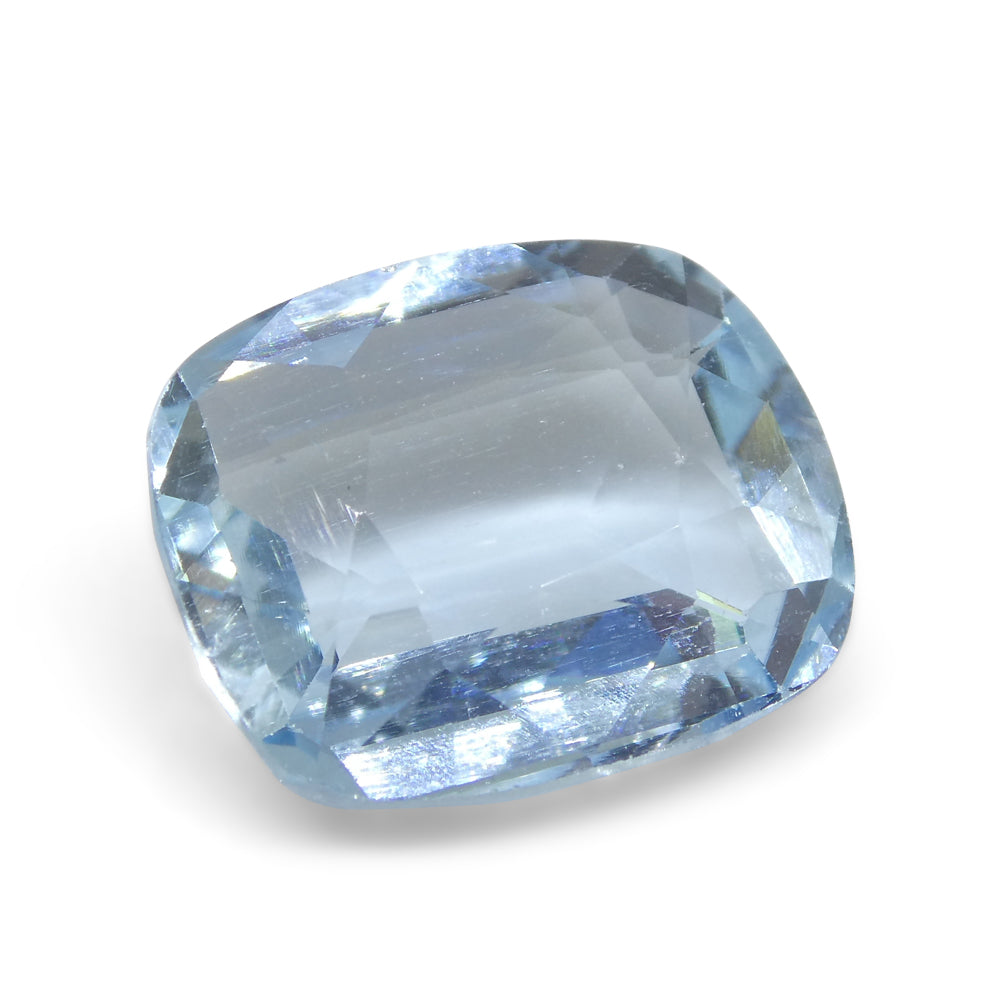 6.24ct Brazilian Blue Aquamarine Cushion Gemstone from SkyJems, Unheated Natural Beryl Gem with Vibrant Color