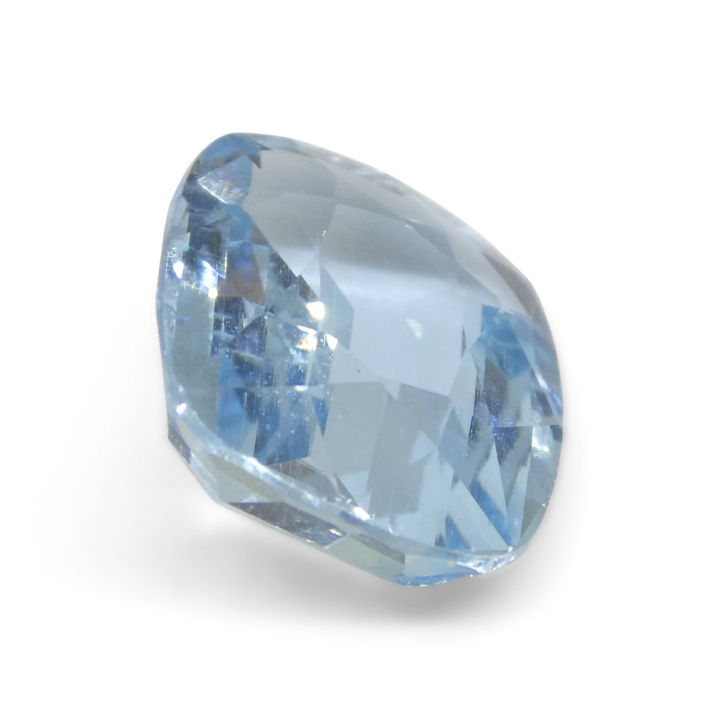 SkyJems 6.24ct Cushion Blue Aquamarine from Brazil - Rare Natural Beryl Gemstone with Vivid Blue Color