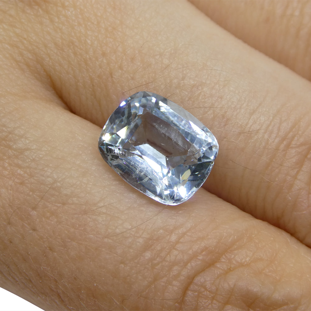 4.37ct Brazilian Blue Aquamarine Cushion Gemstone from SkyJems Rare Gem Collection