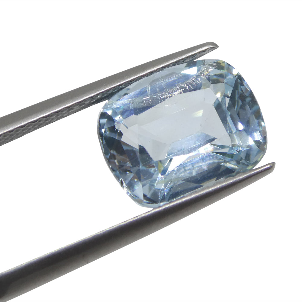 4.37ct Brazilian Blue Aquamarine Cushion Gemstone from SkyJems Rare Gem Collection