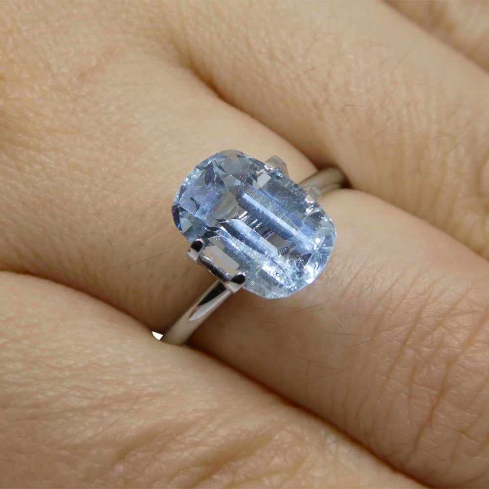 3.54ct Brazilian Blue Aquamarine Cushion Gemstone from SkyJems Rare Gem Collection