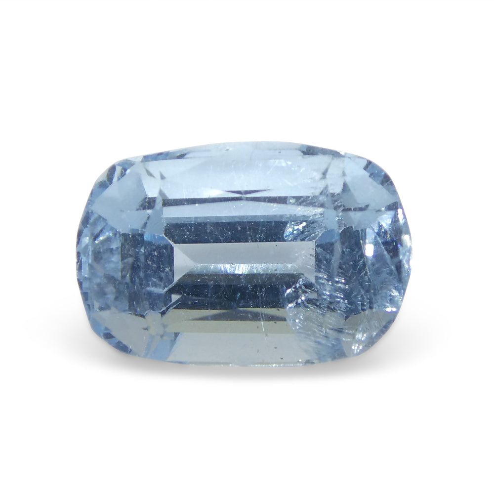 SkyJems 3.54ct Brazilian Blue Aquamarine Cushion Cut Gemstone, Unheated Natural Beryl from Brazil