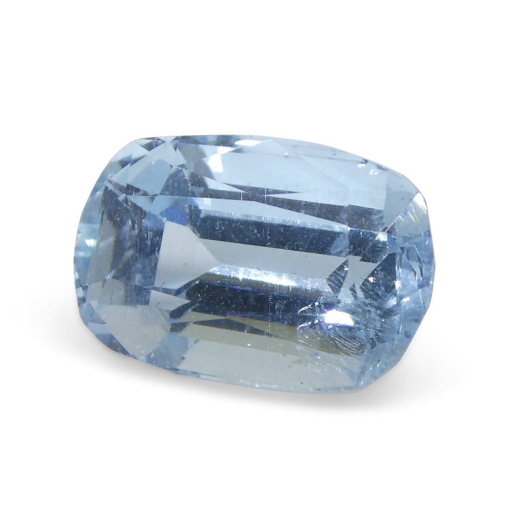 SkyJems 3.54ct Brazilian Blue Aquamarine Cushion Cut Gemstone, Unheated Natural Beryl from Brazil