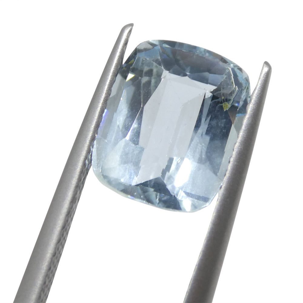 SkyJems 3.21ct Brazilian Blue Aquamarine Cushion Cut Gemstone, Unheated Natural Blue Beryl
