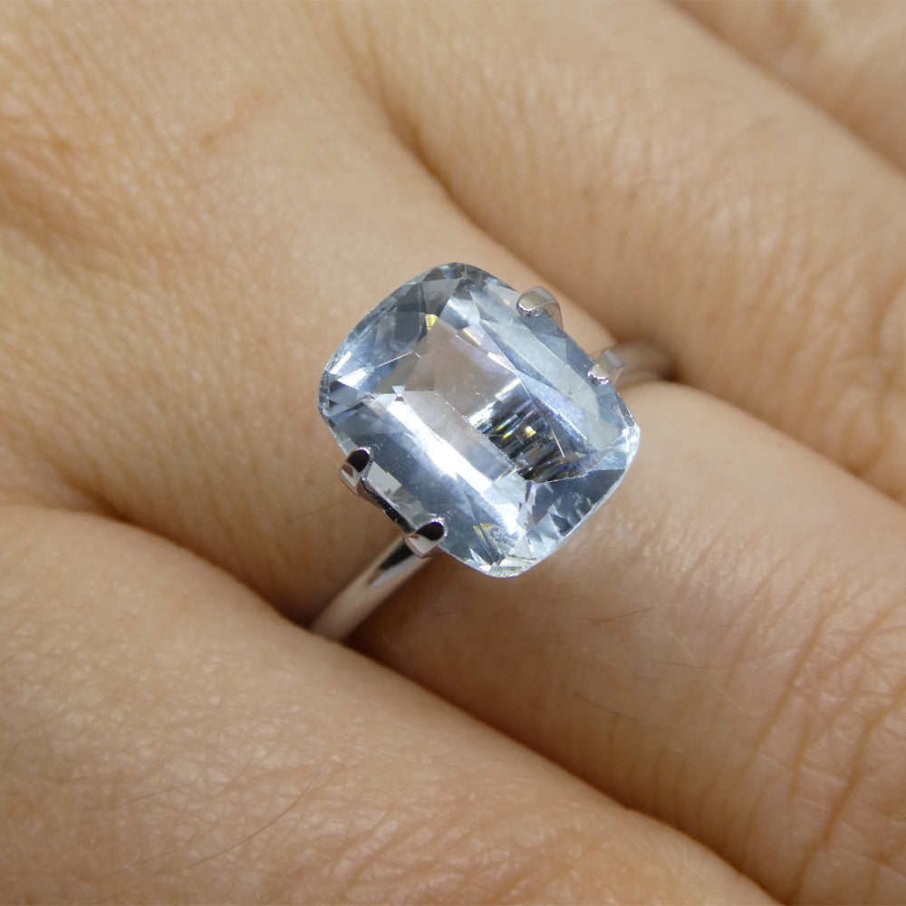 SkyJems 3.21ct Brazilian Blue Aquamarine Cushion Cut Gemstone, Unheated Natural Beryl from Brazil
