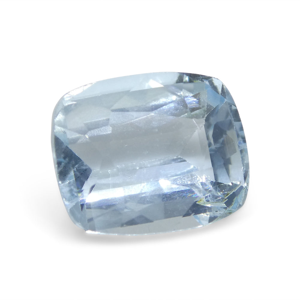 SkyJems 3.21ct Cushion Blue Aquamarine from Brazil, natural unheated beryl gemstone with medium blue color