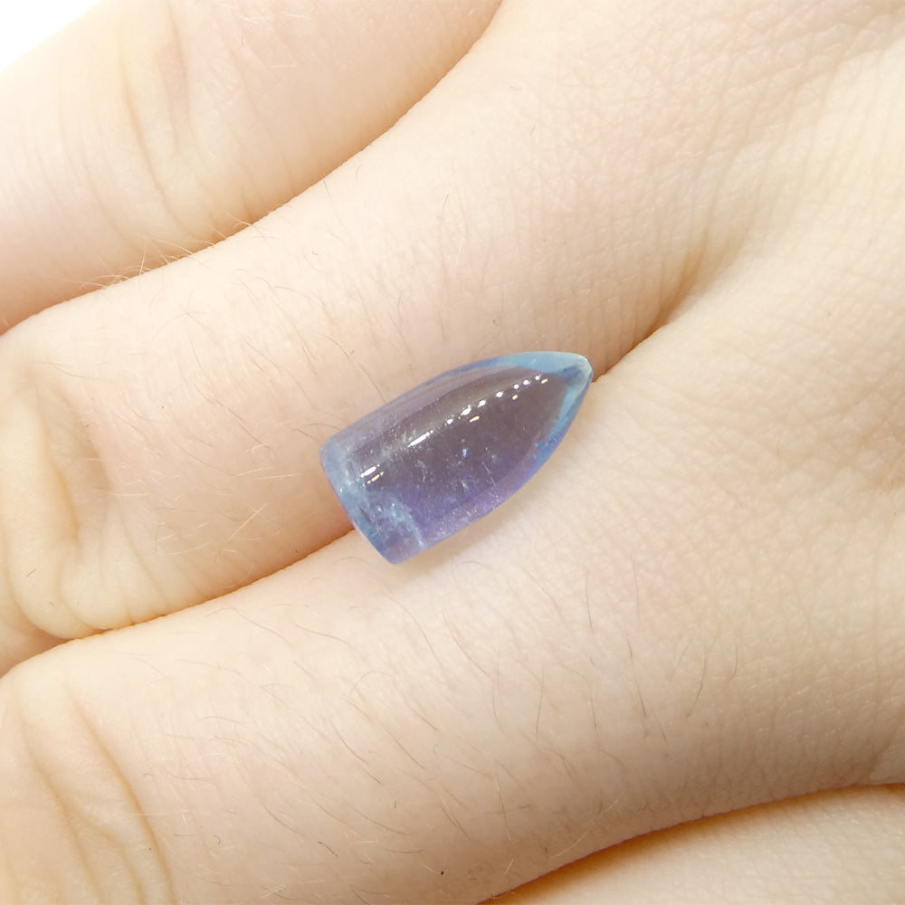 3.43ct Bullet Cabochon Blue Aquamarine from Brazil - Skyjems Wholesale Gemstones