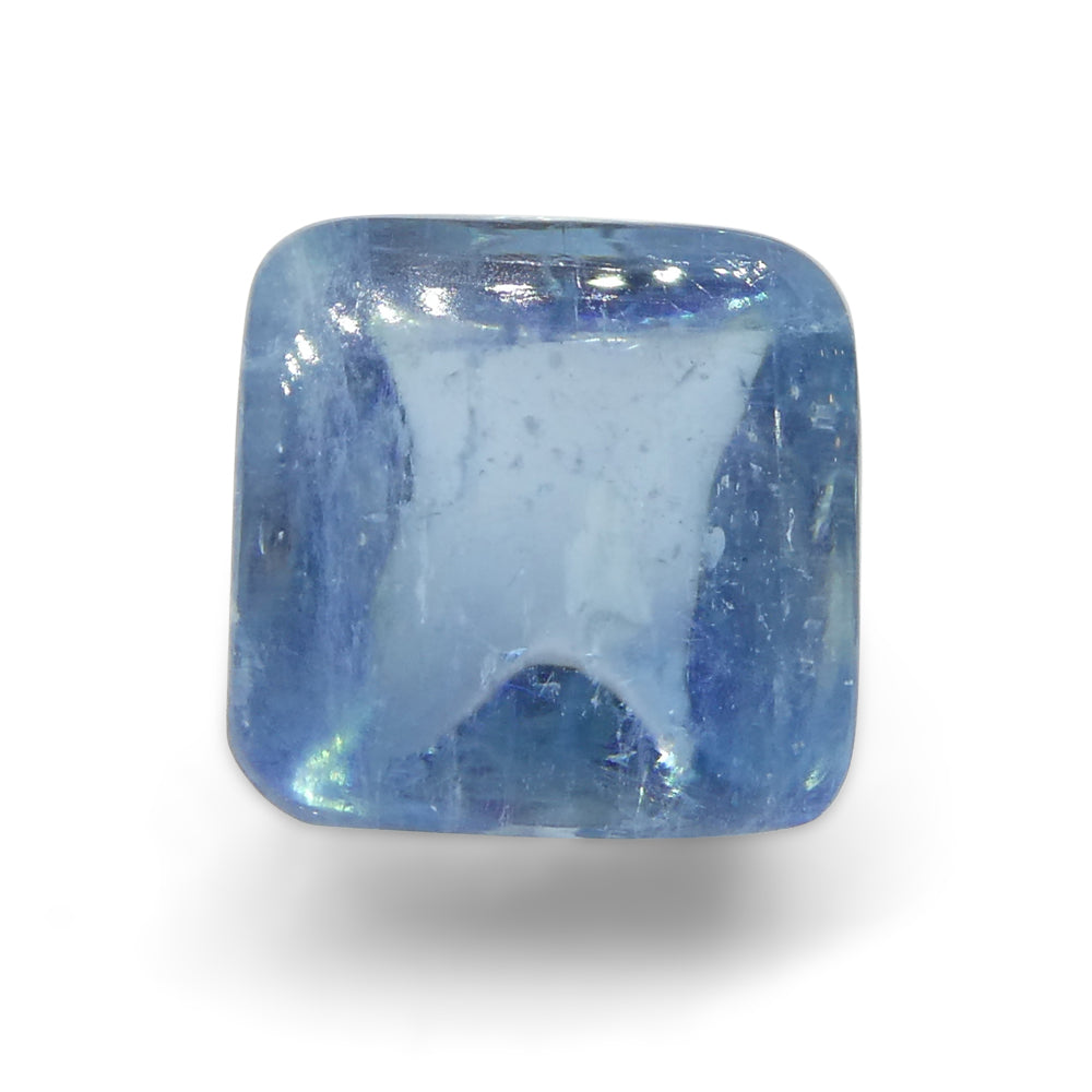 5.84ct Square Sugarloaf Cabochon Blue Aquamarine from Brazil - Skyjems Wholesale Gemstones