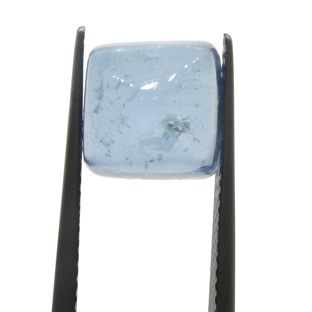 5.84ct Square Sugarloaf Cabochon Blue Aquamarine from Brazil - Skyjems Wholesale Gemstones