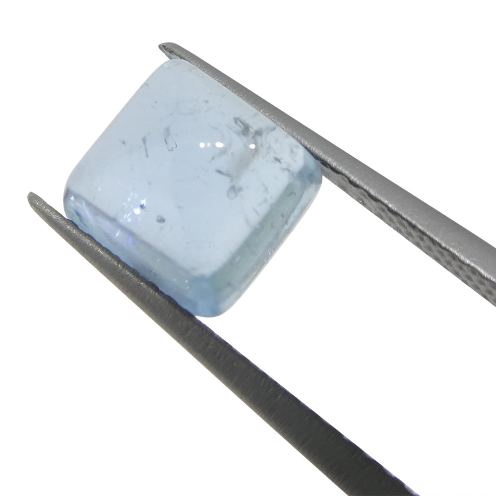 2.73ct Square Sugarloaf Cabochon Blue Aquamarine from Brazil - Skyjems Wholesale Gemstones