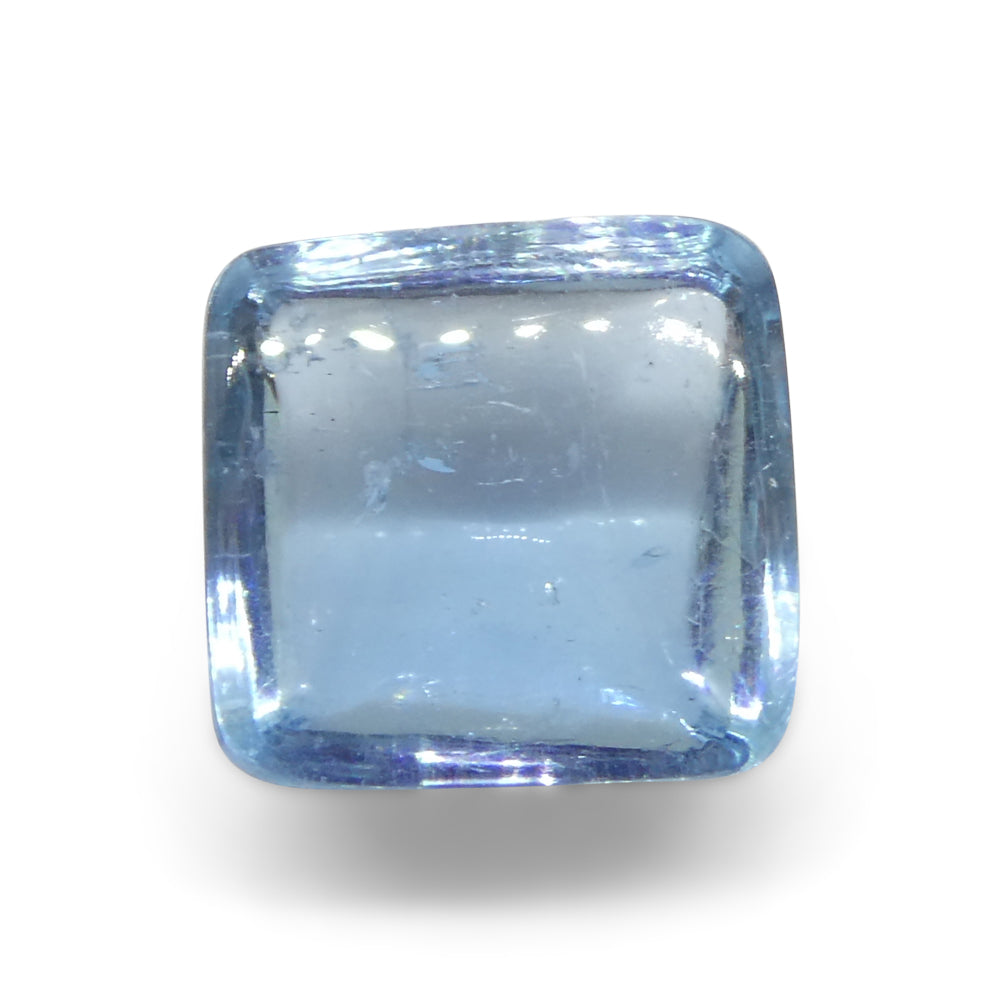 2.73ct Square Sugarloaf Cabochon Blue Aquamarine from Brazil - Skyjems Wholesale Gemstones