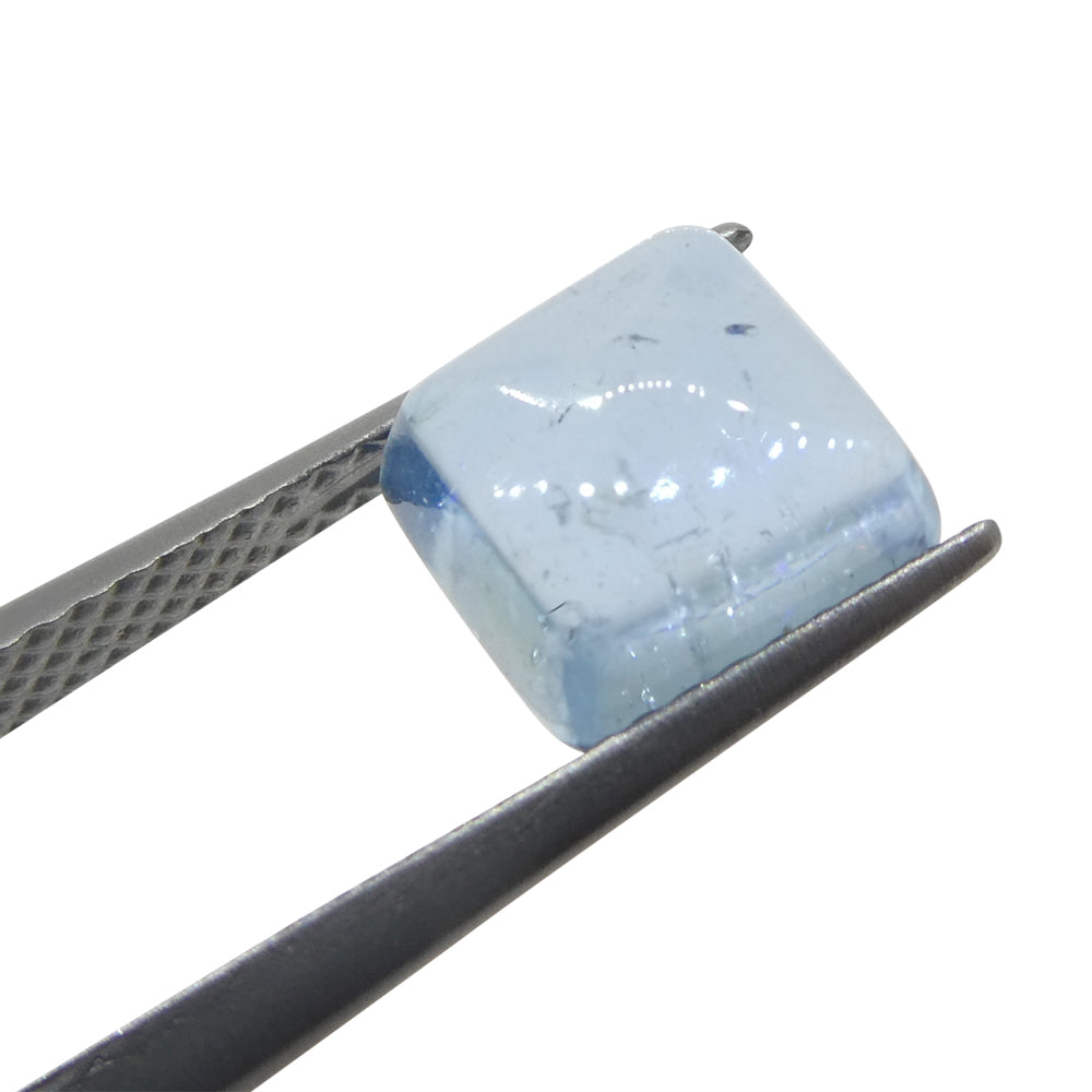 2.73ct Square Sugarloaf Cabochon Blue Aquamarine from Brazil - Skyjems Wholesale Gemstones