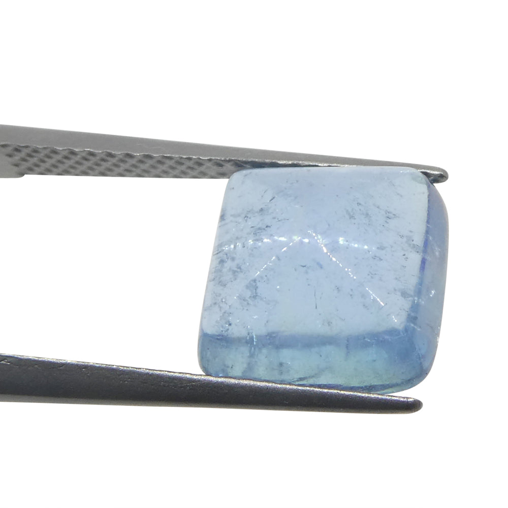 4.92ct Square Sugarloaf Cabochon Blue Aquamarine from Brazil - Skyjems Wholesale Gemstones