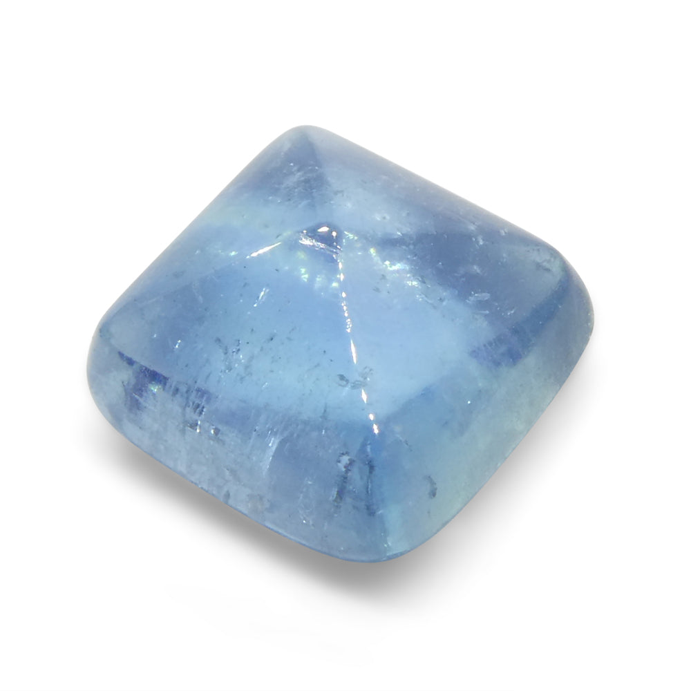 4.92ct Square Sugarloaf Cabochon Blue Aquamarine from Brazil