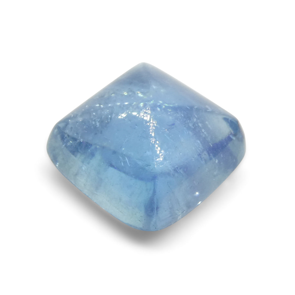 4.92ct Square Sugarloaf Cabochon Blue Aquamarine from Brazil - Skyjems Wholesale Gemstones