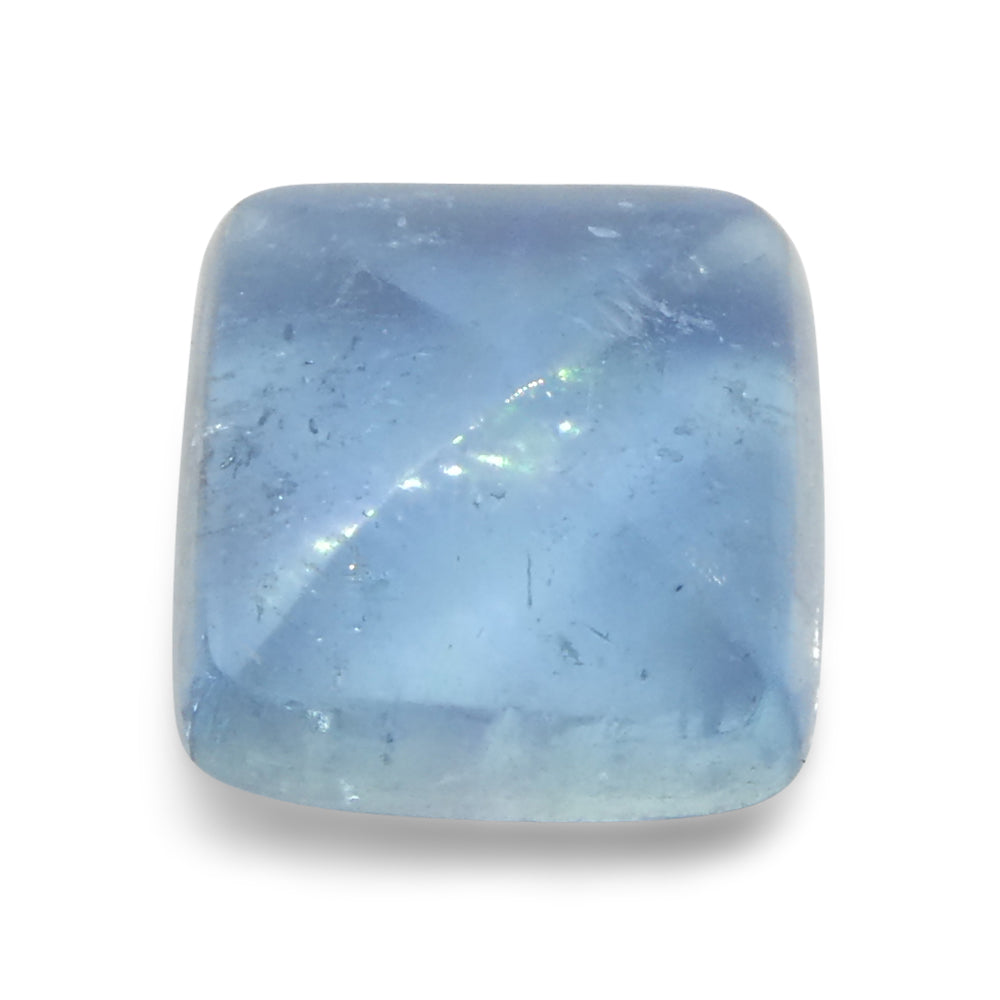 4.92ct Square Sugarloaf Cabochon Blue Aquamarine from Brazil - Skyjems Wholesale Gemstones