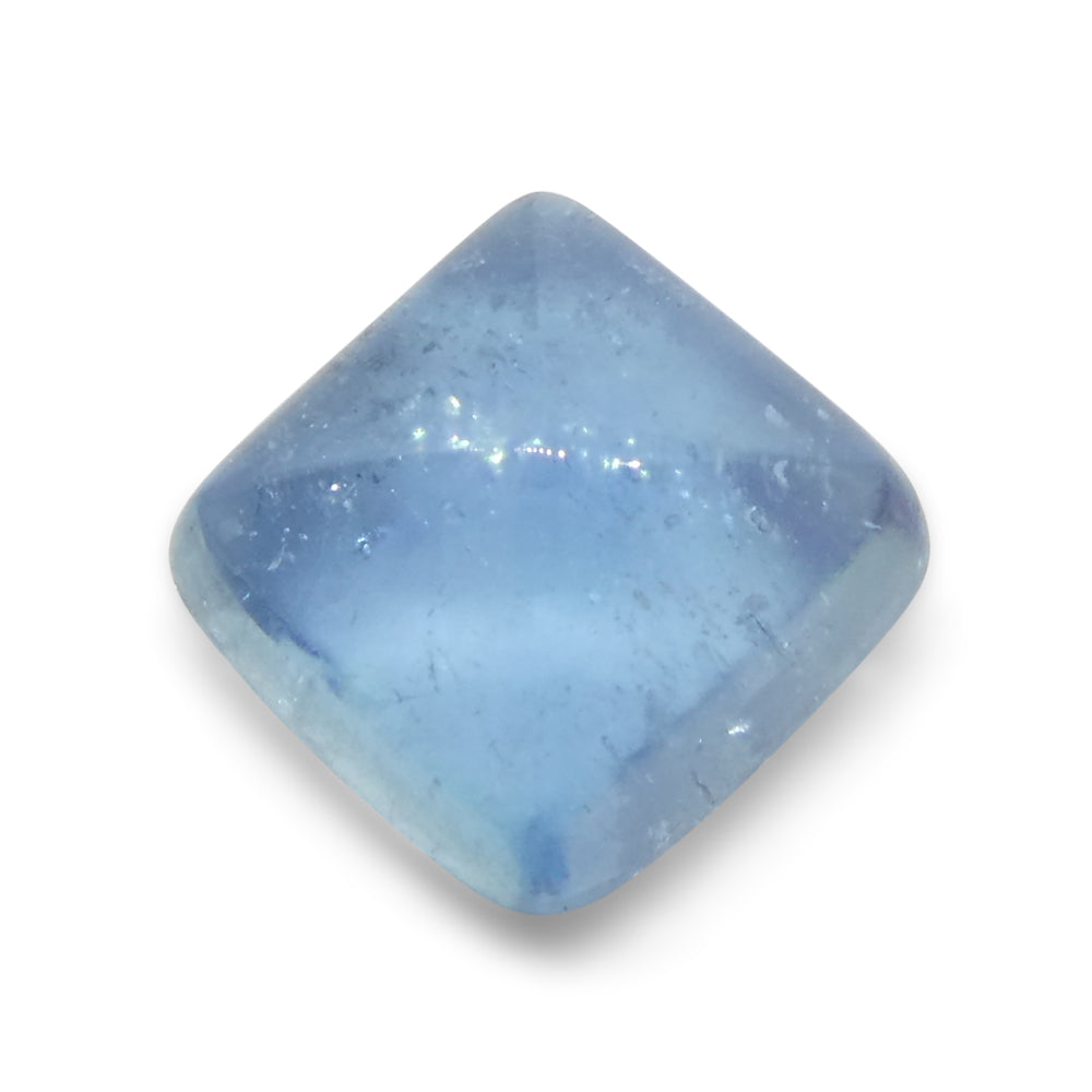 4.92ct Square Sugarloaf Cabochon Blue Aquamarine from Brazil - Skyjems Wholesale Gemstones