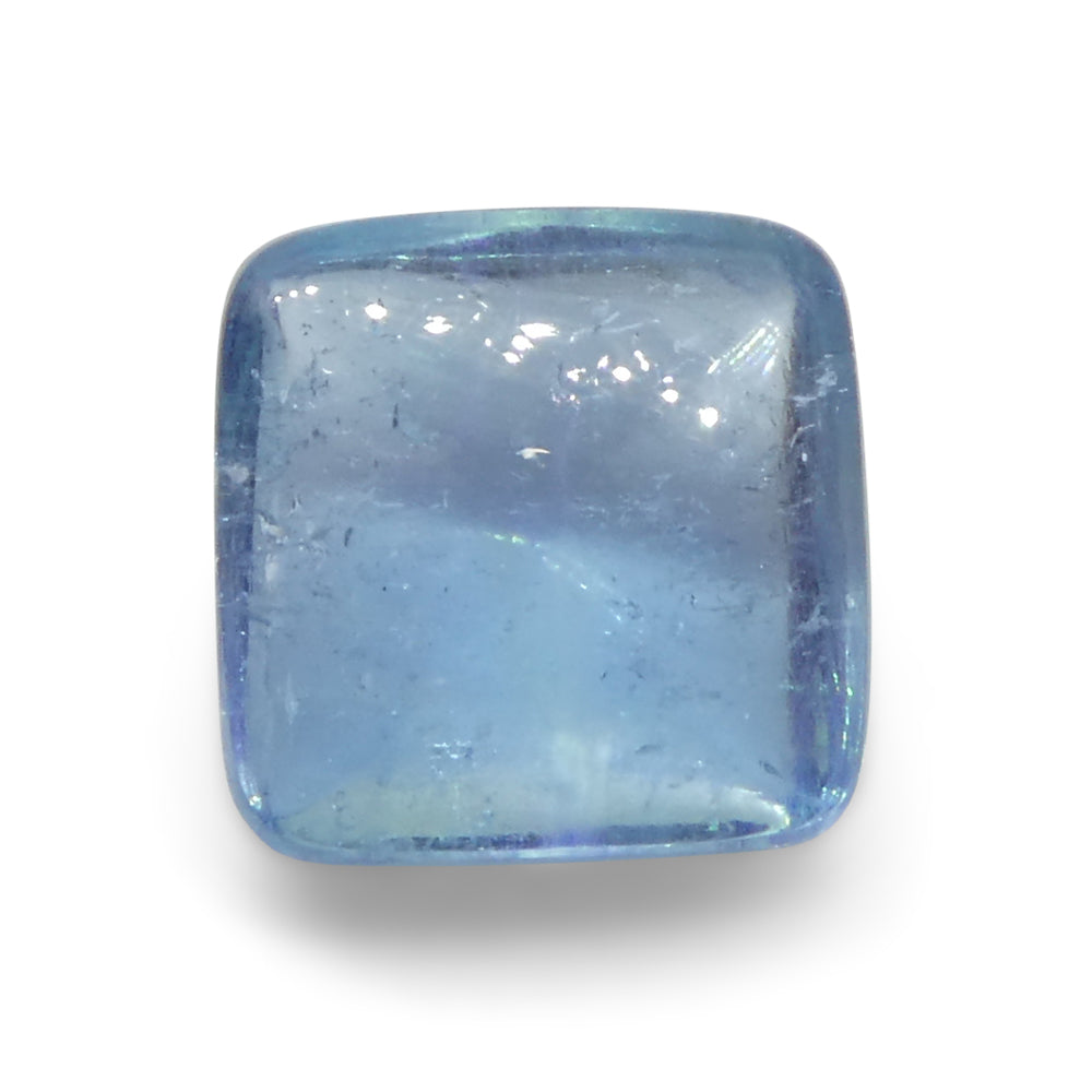 4.92ct Square Sugarloaf Cabochon Blue Aquamarine from Brazil - Skyjems Wholesale Gemstones