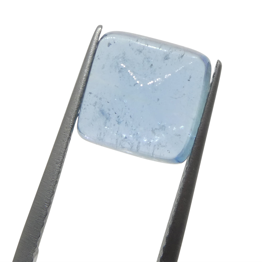 4.92ct Square Sugarloaf Cabochon Blue Aquamarine from Brazil - Skyjems Wholesale Gemstones