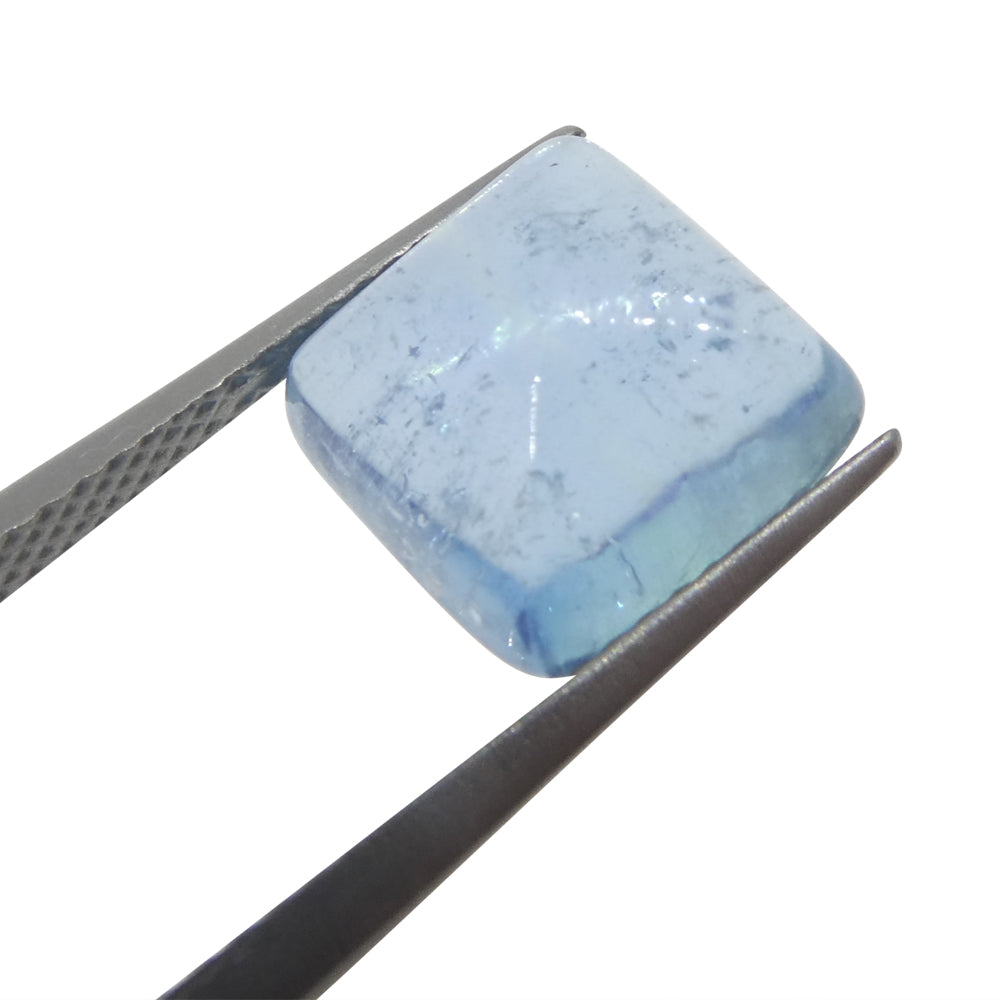 4.92ct Square Sugarloaf Cabochon Blue Aquamarine from Brazil - Skyjems Wholesale Gemstones