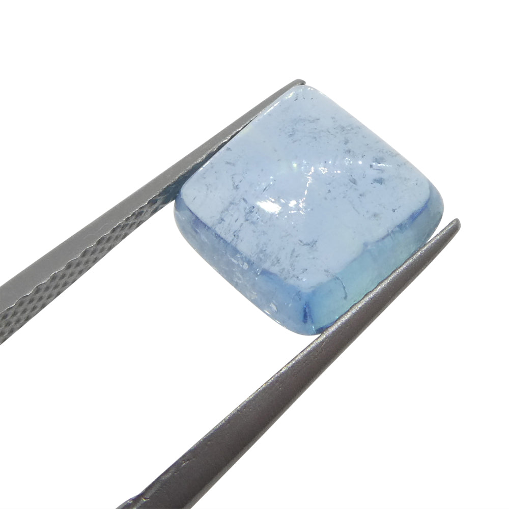 4.92ct Square Sugarloaf Cabochon Blue Aquamarine from Brazil - Skyjems Wholesale Gemstones